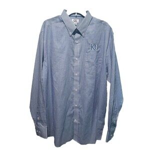 Cutter & Buck UNIVERSITY Of KANSAS KU Men's Blue/White Button Down Shirt XL NWT